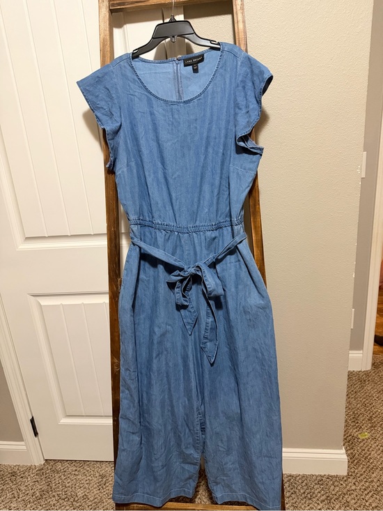 Lane Bryant Pants - Lane Bryant Light Blue Chambray Tie-Waist Jumpsuit